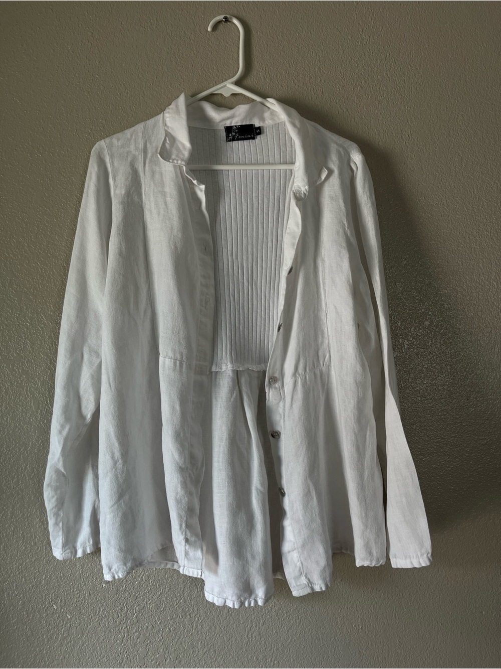Fenini White Ribbed Button-Up Shirt - Picture 5 of 11